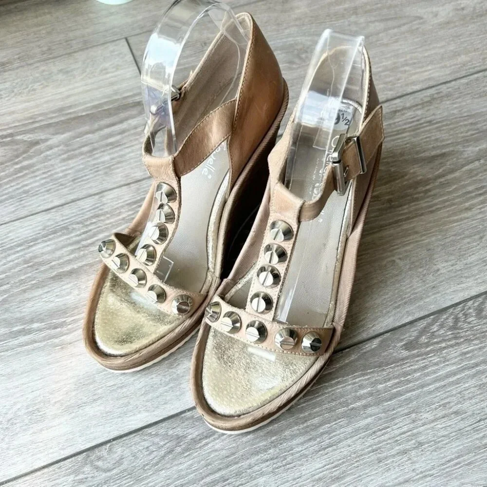 Stelle Monelle Studded T Strap Wedge Heel Sandal Made in Italy